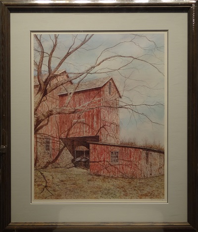 Picture of The Village Barn by James Redding with 1-1/4-inch walnut frame