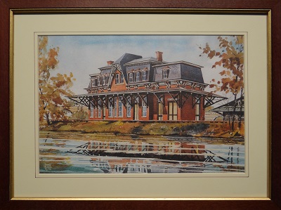 Picture of Central Railroad (Item # 1504) by Fred Bees with 3/4-inch walnut with gold lip frame