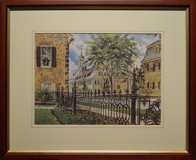 Picture of West Chestnut Street - Summer (Item # 1003) by Fred Bees with 1-inch walnut with gold lip frame